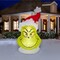 10.5' Gemmy Airblown Inflatable Christmas Dr. Seuss Giant Grinch Head w/ Santa Hat Yard Decoration